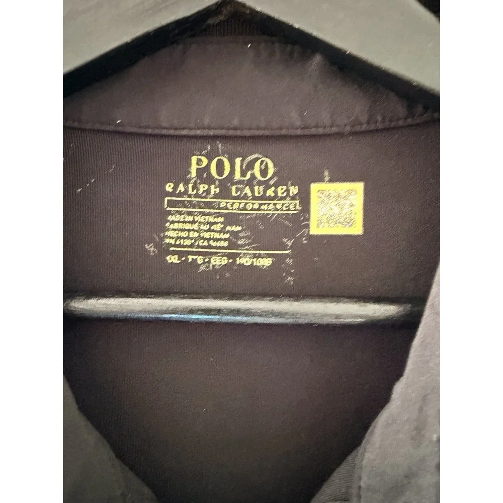 Polo Ralph Lauren Performance Golf Polo Shirt Black White Logo Size 1XL OXL